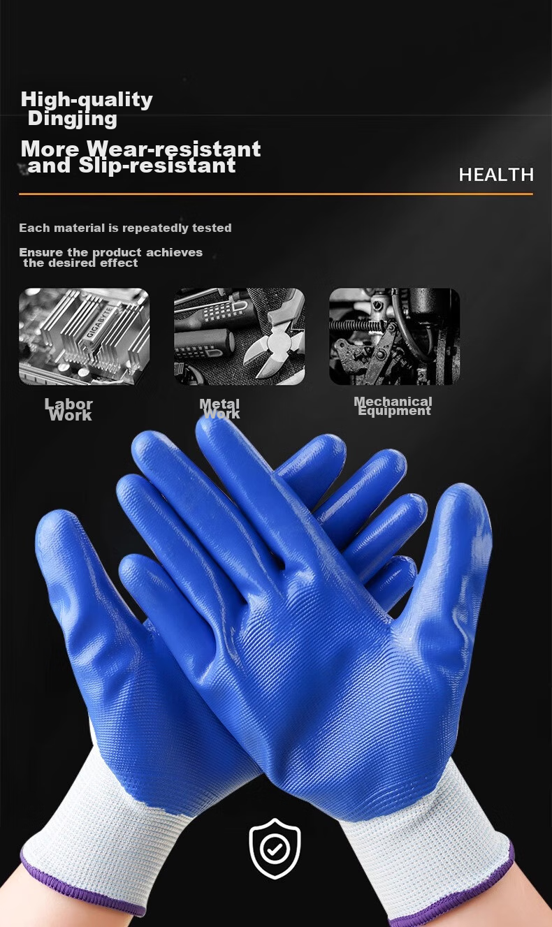 Jiansi Nitrile Rubber Work Gloves, 6 Pairs, One Size Fits All, Non-Slip, Thickened, for Construction Work, Planting, Weeding, And Gardening Protectio 3