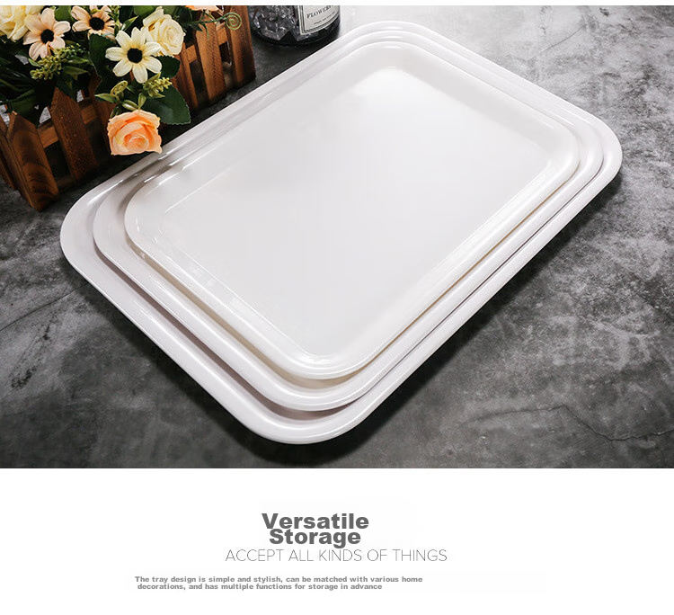Quanshi A5 Melamine Tea Tray, Plastic Rectangular Tray, Fruit Plate, Food Tray, Canteen Meal Plate, Serving Dish, Large Size 6