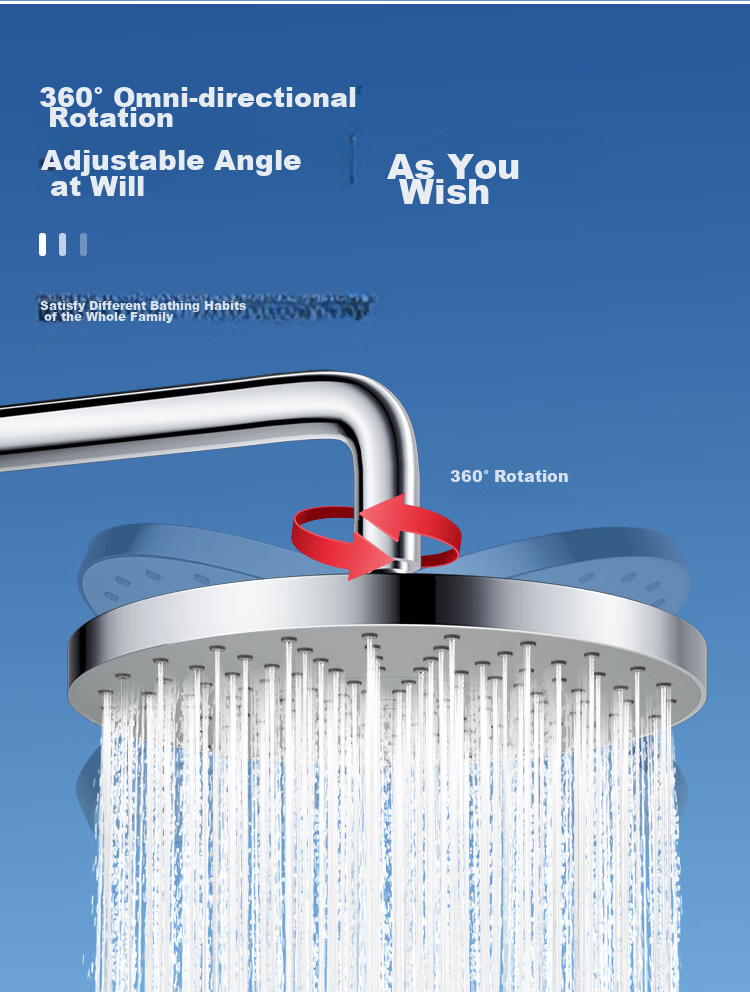 Larsd Top Spray Shower Head, Shower Head with Top Spray, High-Pressure Water-Saving Ultra-Thin Round Large Top Spray AL8075 11