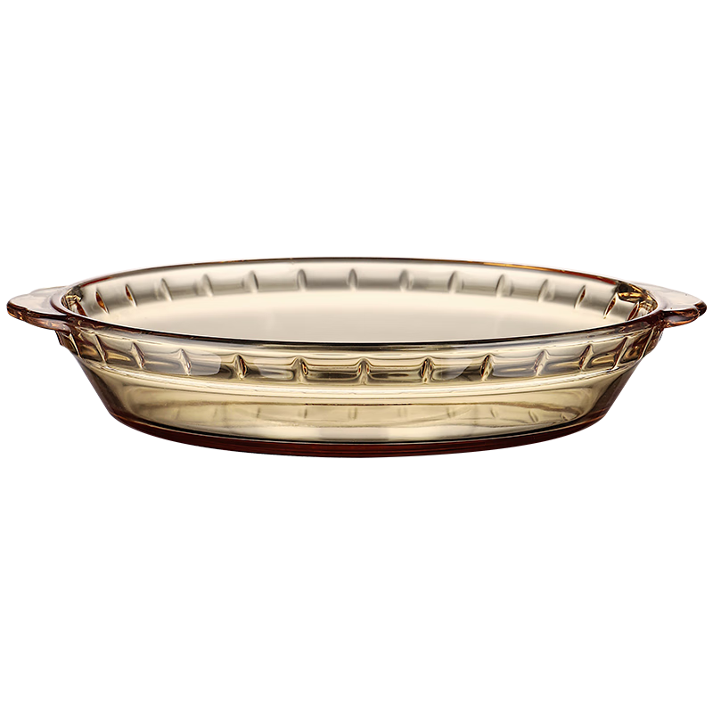 CRISTALGLASS Double-Handled Heat-Resistant Glass Plate Steamed Egg Dish, Sauce Scoop, Small Seafood Plate, Microwave-Safe Pizza Baking Tray for Home Use
