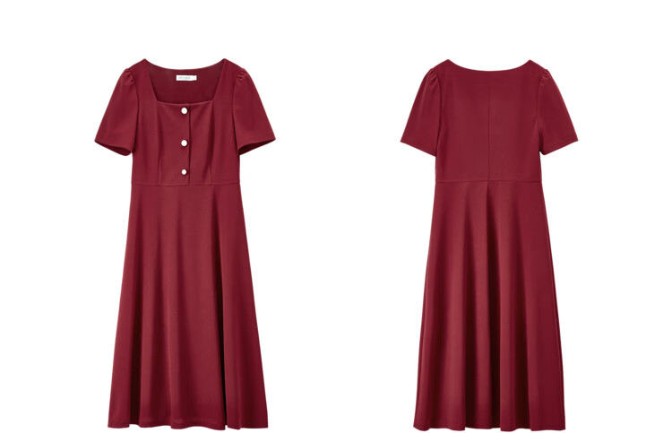 Sentubila Short-Sleeve Dress for Women, Summer Vintage Hepburn Style Elegant Office Dress, Mid-Length A-Line Skirt, Elegant Black, Size S 22