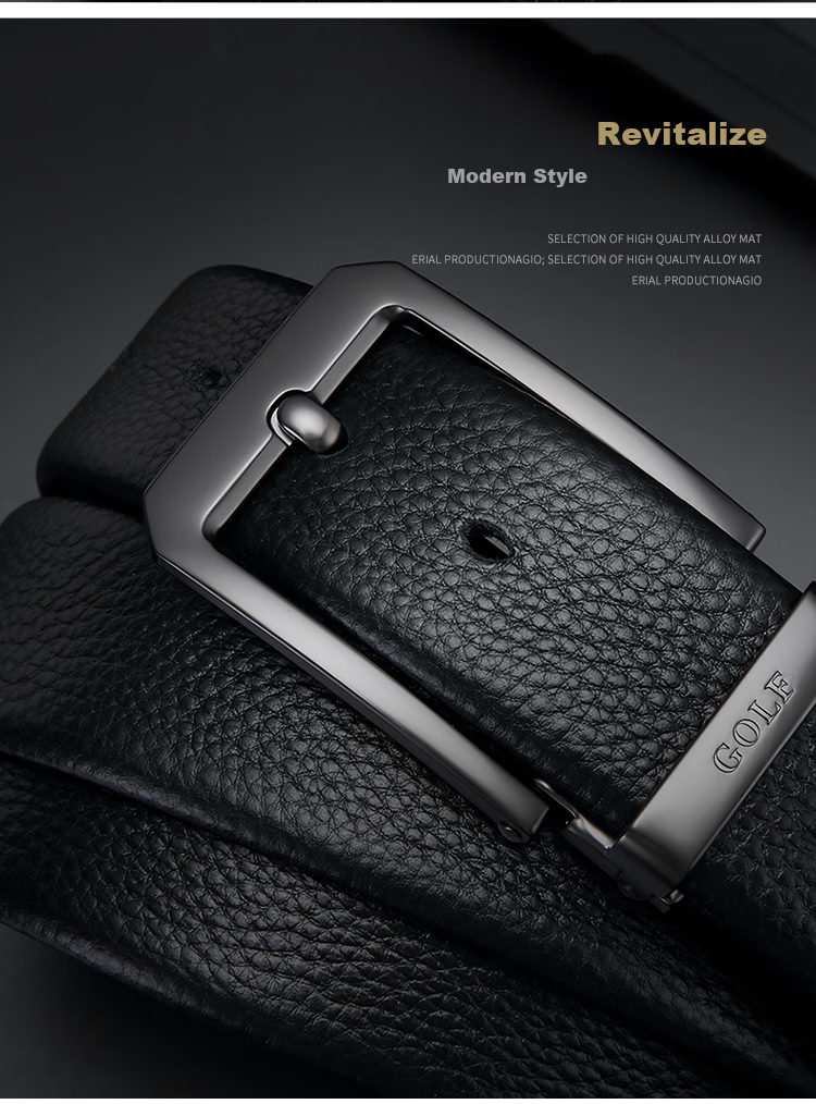 GOLF Pin Buckle Leather Belt for Men, Double-Sided Cowhide Wear-Resistant Waistband for Middle-Aged And Young Men, Gift Box Set, Present for Father 3