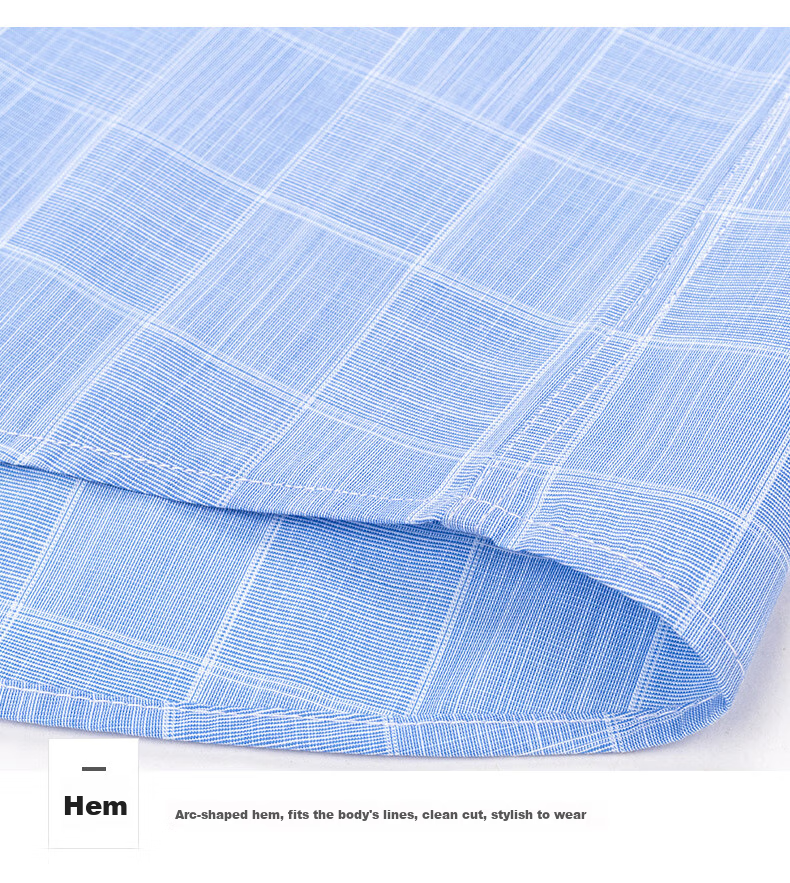 FIRS Short-Sleeve Plaid Shirt for Men, Casual Business Formal Wear for Middle-Aged Men, 2004 Blue Short-Sleeve, Size 38 15