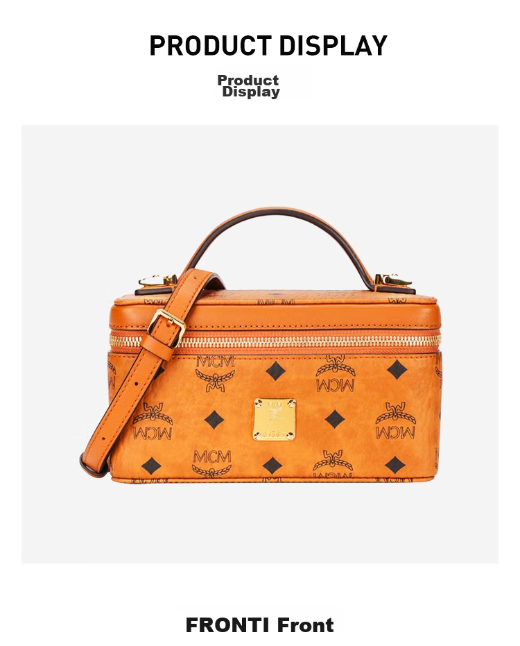 MCM ROCKSTAR Medium Handbag, Crossbody Bag, Makeup Bag, Box Bag, Cognac Color, Gift 4