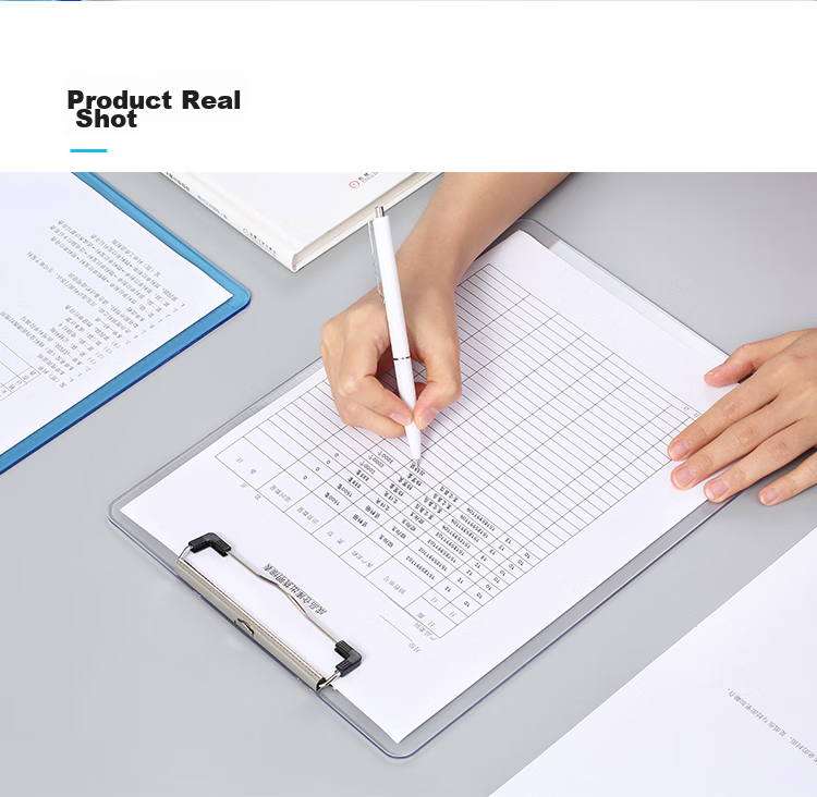 COMIX A4 Clipboard, Metal Strong Clip Plastic File Folder, Multifunctional Writing Pad, Simple Hard Conference Folder, Transparent White EA8002 8