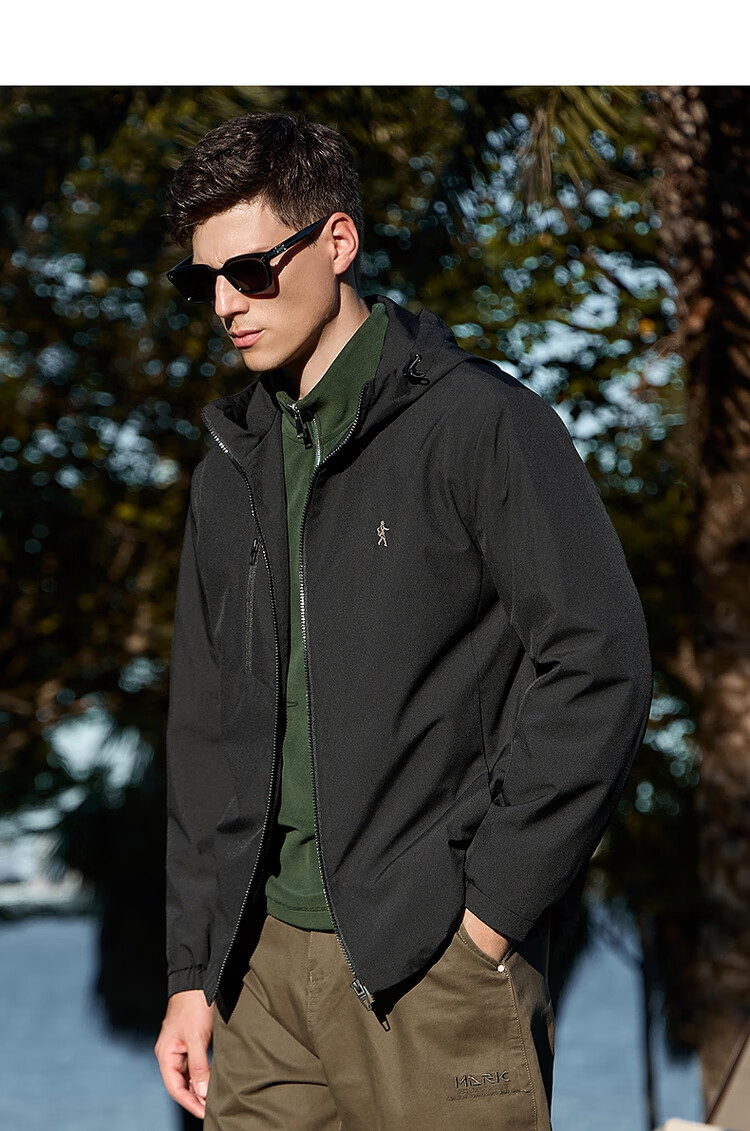 Dance with Wolves [Tech Triple Protection & Fleece Lining] Autumn Winter Outdoor Hooded Jacket Men's Jacket 001 Black 175 2