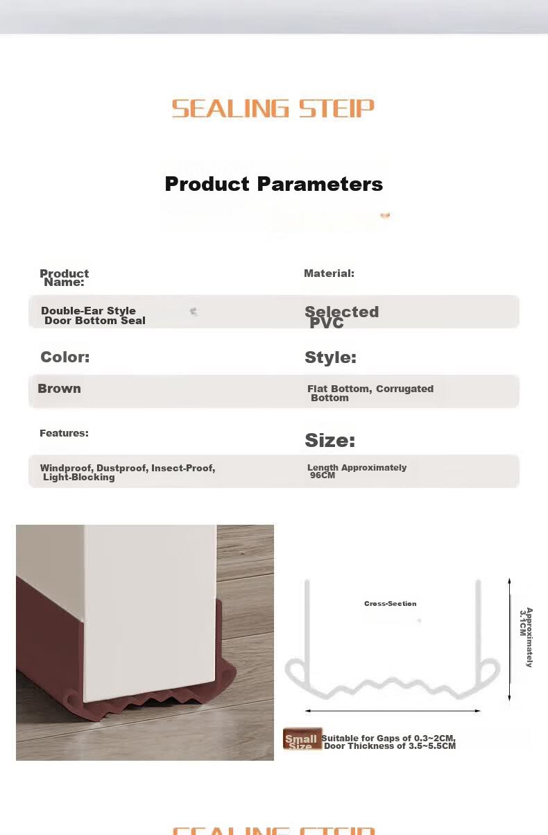 Cigeman Door Seal Strip, Bedroom Soundproof Strip, Wind And Light Blocking, Door Bottom Seal Strip, Door Gap, Soundproof Strip, Draft Preventio 4