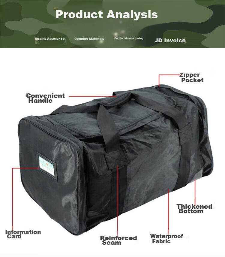 Xinbirui Black Front Carry Bag, Outdoor Stay-Behind Sleeping Bag Pouch, Portable Handheld Front Carry Bag, Wear-Resistant Travel Bag, Camouflage Bag 4