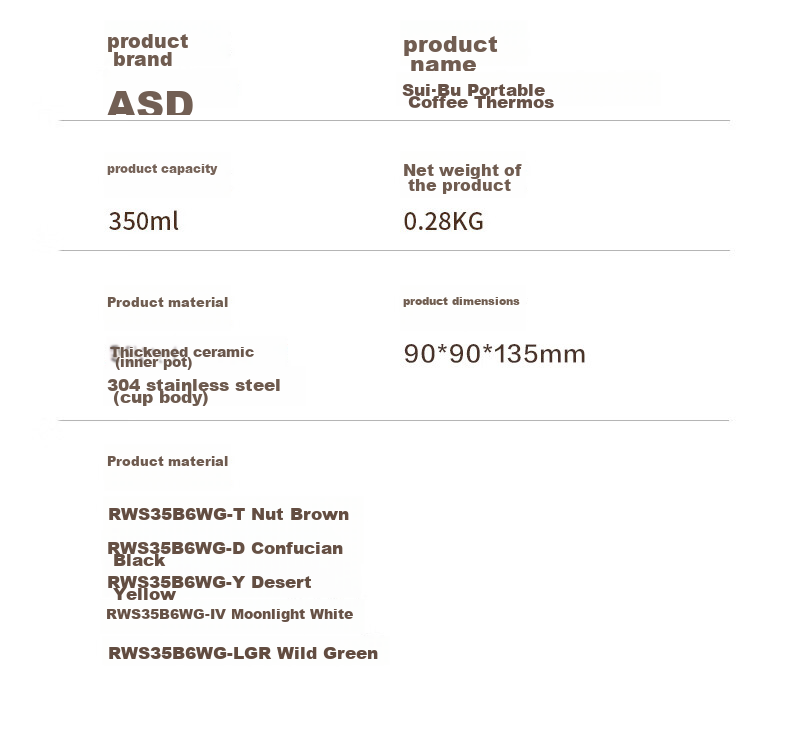 ASD Insulated Mug, Ceramic Non-Stick Coated Inner Liner, Portable Dual-Use Coffee Cup RWS35B6WG-T 33