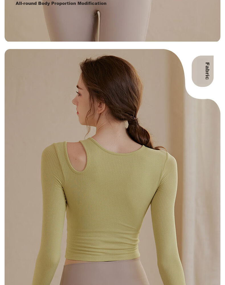 XUEXIMAN Yoga Top for Women with Built-In Bra Pads, Pilates Training, Running, Fitness, Slimming, Tight-Fitting Long-Sleeve Sports Quick-Dry T-Shirt 7