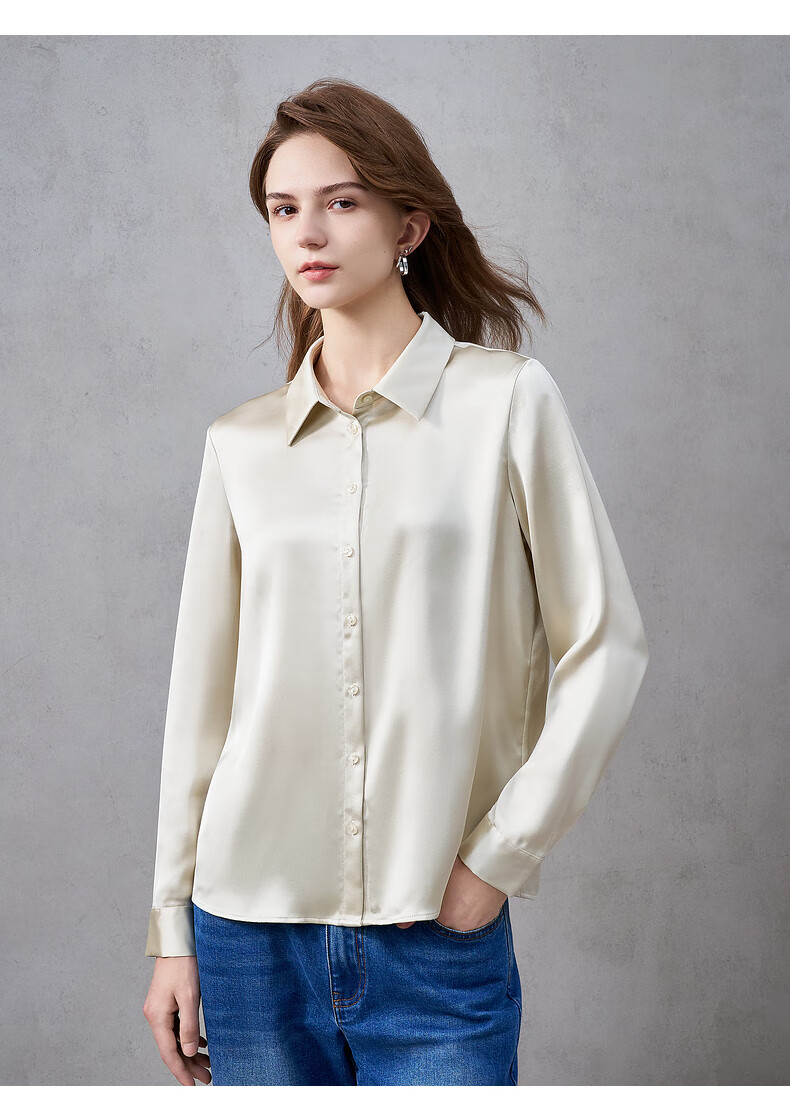 G2000 Satin Fabric with Brooch Tie Women's 2025 Autumn Winter Long Sleeve Casual Shirt Mall Edition 10