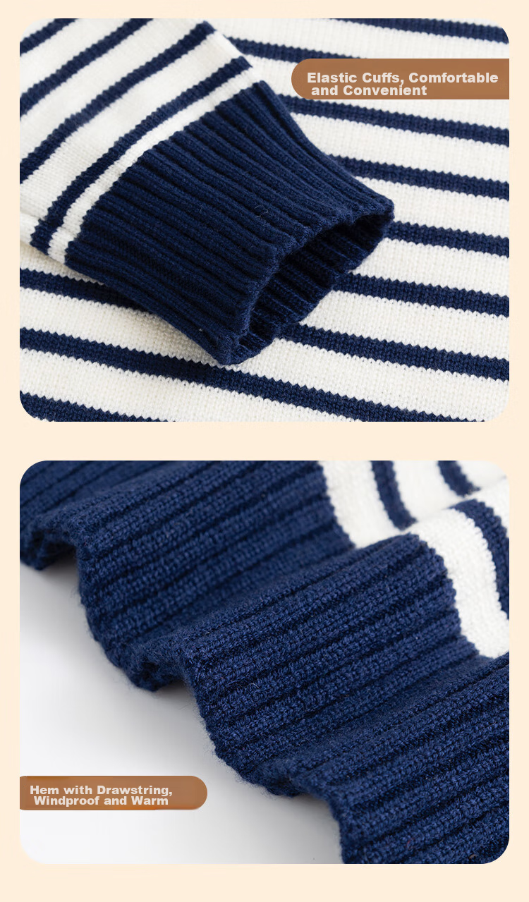 Baleno Children's Knitted Sweater, Autumn And Winter Style, for Older Kids, Korean-Style Striped Top, Boys And Girls Winter Wear, Warm Inner Layer Sweater 10