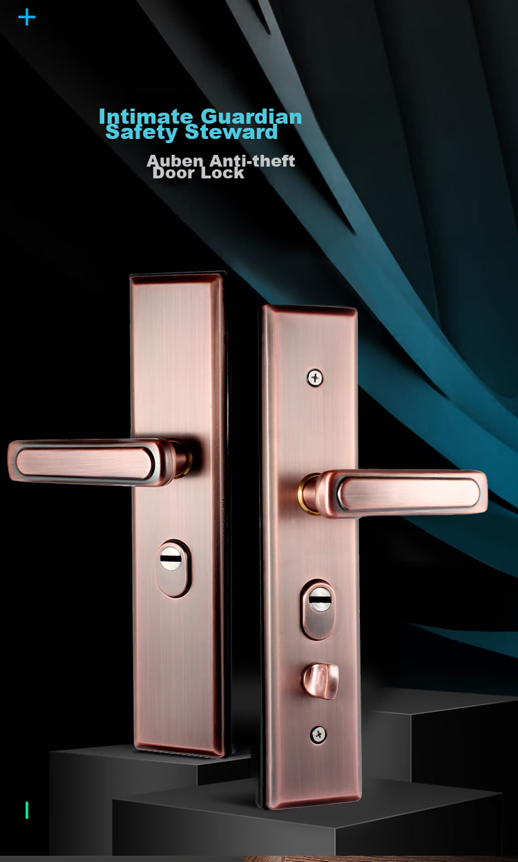 Aoben Door Handle, Anti-Theft Door Lock Entrance Door Handle 015 Red Antique 3.5mm Thickened Version (Without Lock Body Or Cylinder) 1