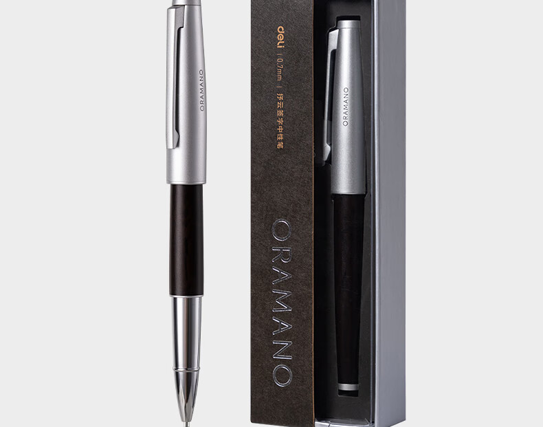 Deli Premium Ultra-Smooth Retractable Gel Pen, 0.7mm Bullet Tip, Metal Barrel, Business Wood Grain Signature Pen, Hu Ge Signature Gift Box Set, Single Pen A6Pro-07 24