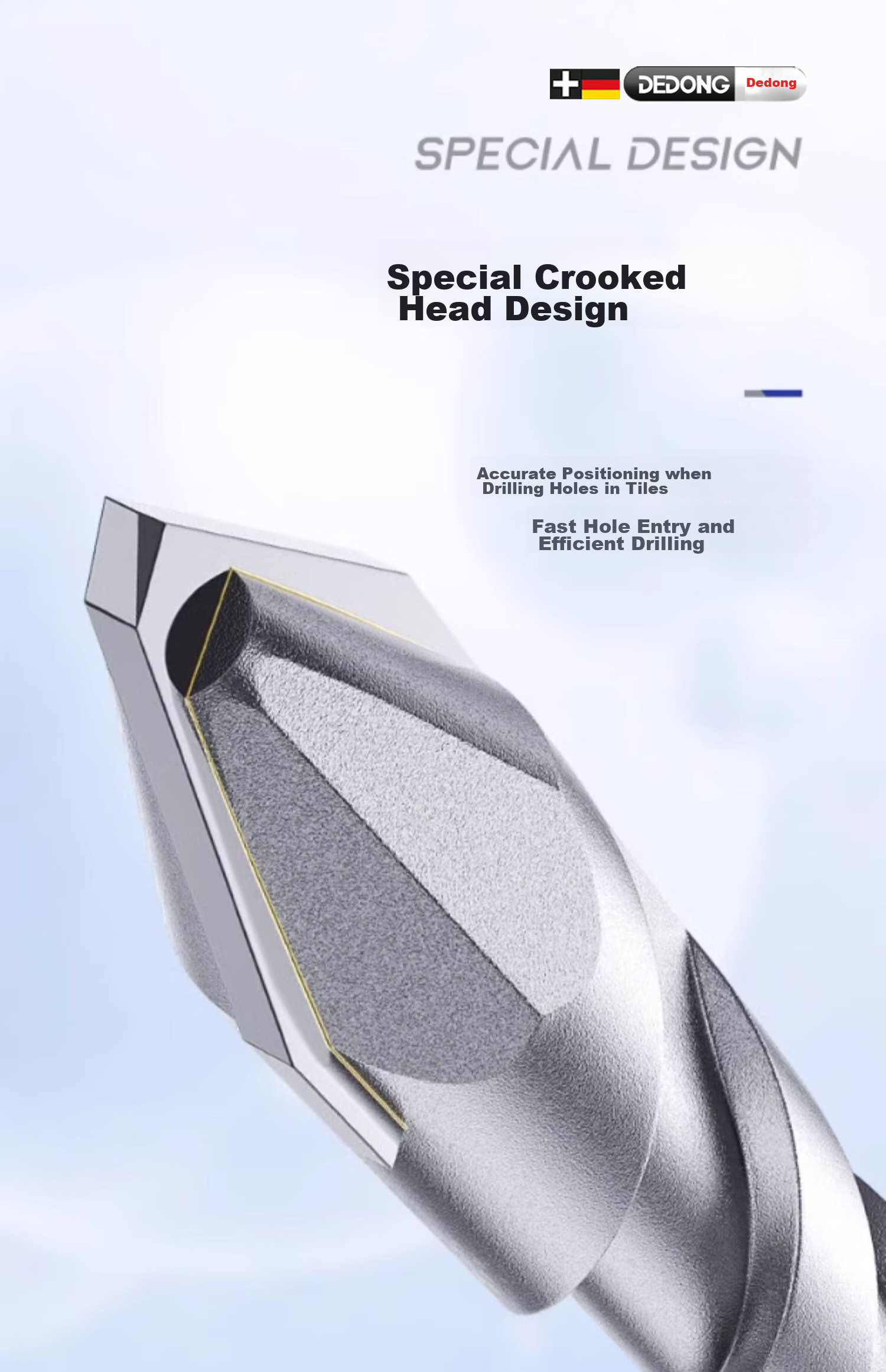 Dedong Ceramic Tile Drill Bit Eccentric Offset Head Concrete Super Hard Special Triangular Ceramic Alloy Drill for Cement Glass 6