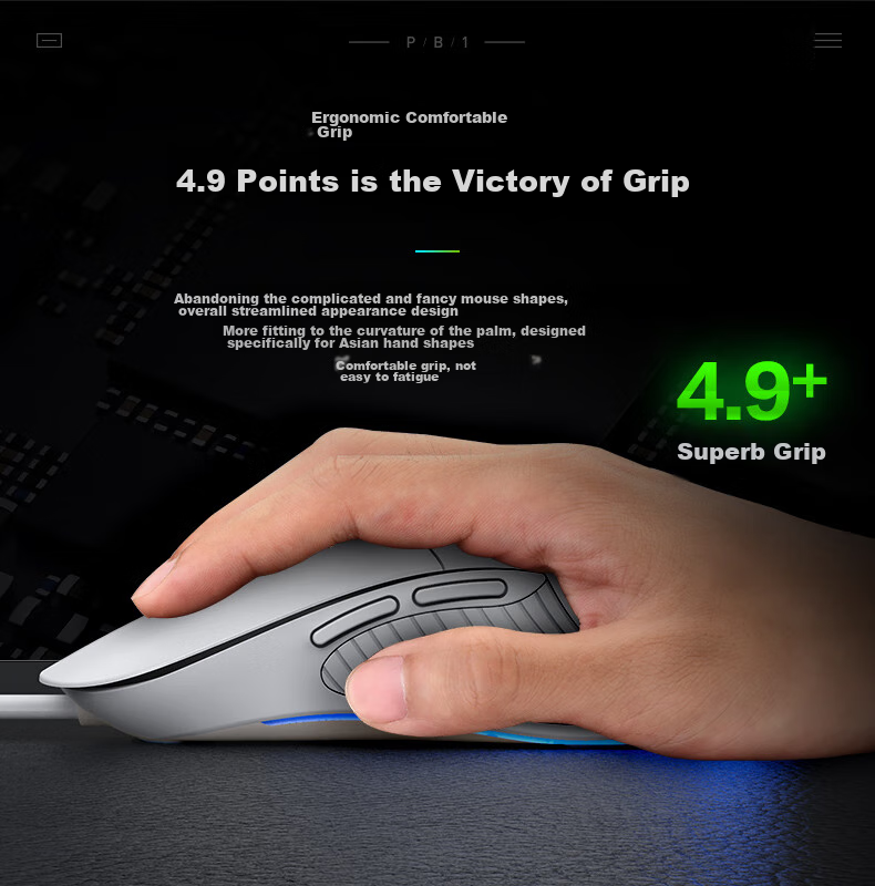 INPHIC B1 Wired Gaming Mouse, Macro Light-Sound Office Ergonomic USB Interface, Compatible with Laptops And Desktops, White 2