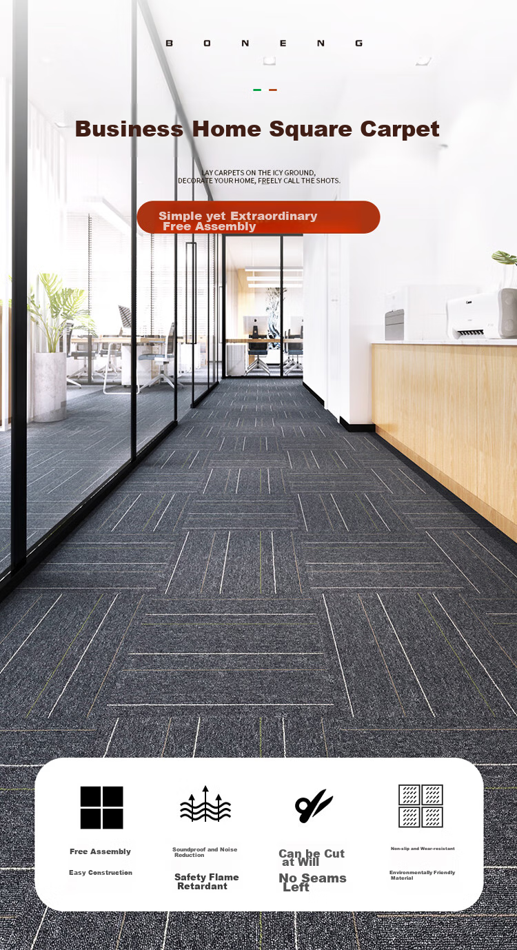 Boneng Commercial Office Carpet, Hotel Conference Room High-End Specialized Square Tile Splicing Carpet, Large Area, 36 Pieces Per Set 1