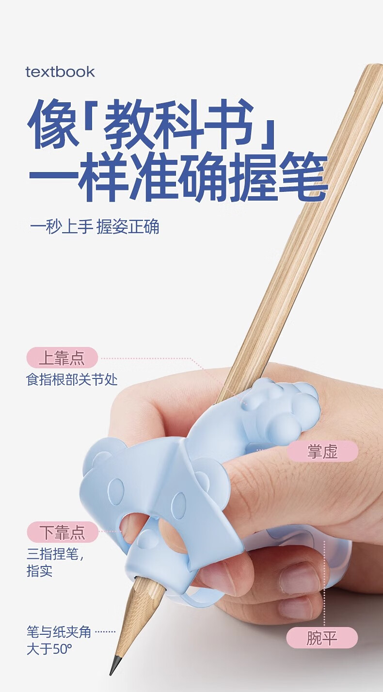 Wusheng Pen Grip Corrector, Five-Finger Posture Corrector for Kindergarten Beginners And Elementary School Students, Anti-Inward Curling Wrist Device, Children's Pen Holder And Pencil Grip Aid, Blue 5