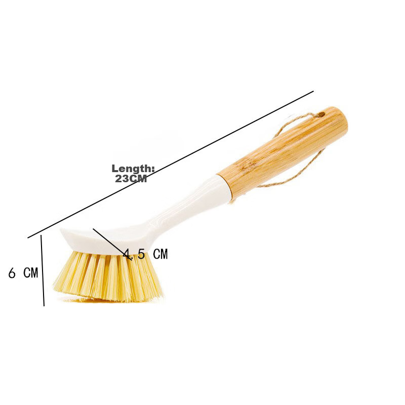 Home Maid Long-Handle Pot Scrubber, Household Small Brush, Kitchen Non-Stick Pan Cleaning Tool, Wooden Handle Pot Brush, Cleaning Wonder, Set of 3 4