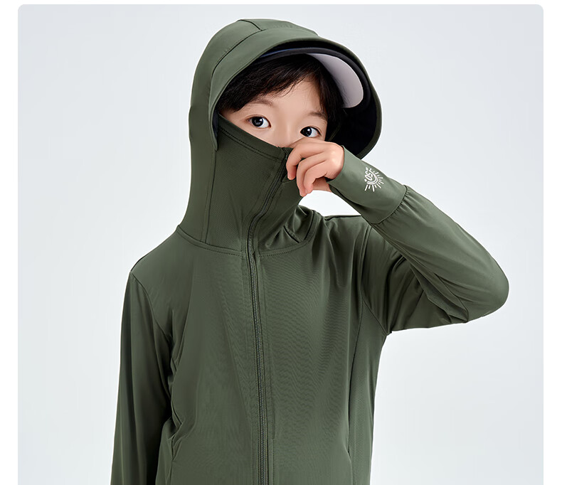 Luomeng Children's Summer New UV Protection Sun Protection Clothing, Kids' Air Conditioning Shirt, Light Gray Sun Protection Clothing, Size 160 17