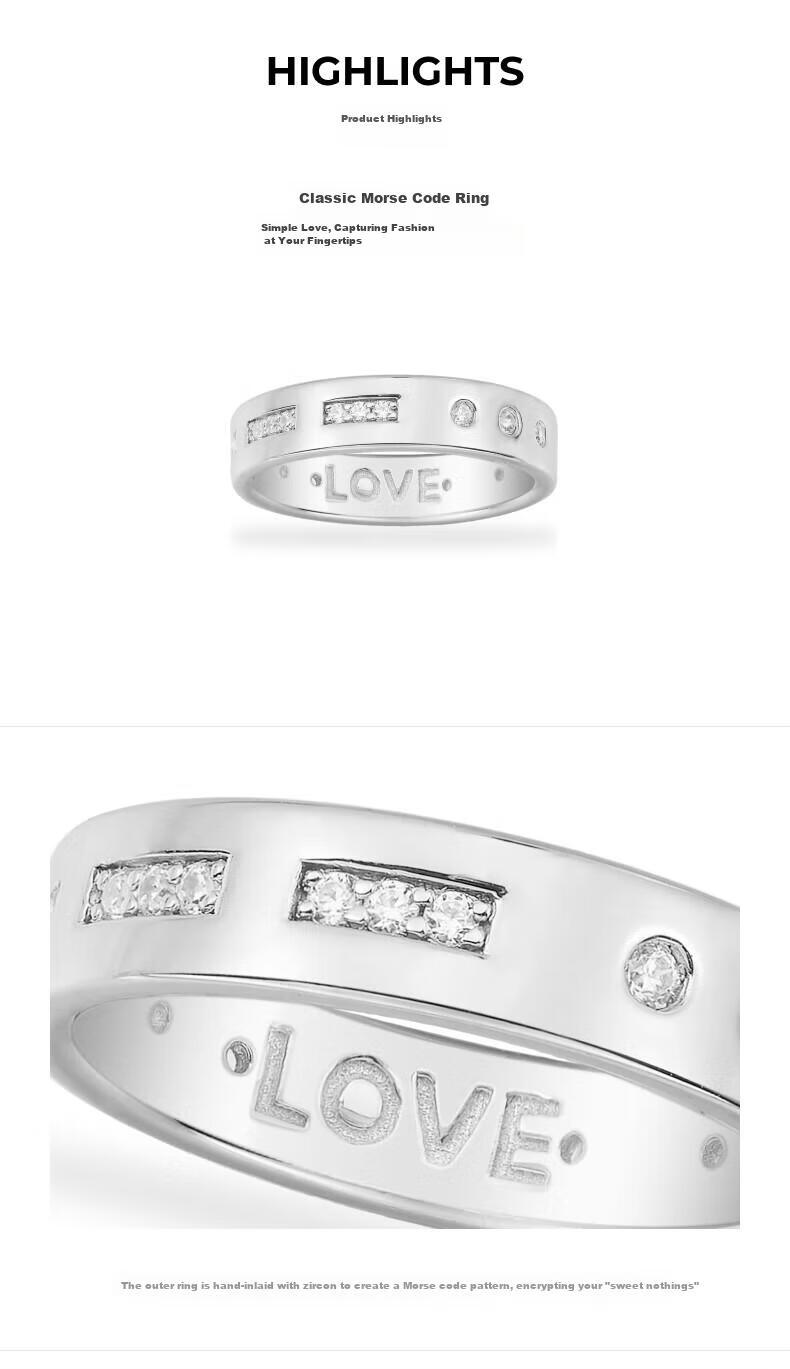 APM Monaco [Zhou Yiran's Style] LOVE Morse Code Ring, Couple Rings, Gift for Girlfriend Or Boyfriend, Birthday Present 4