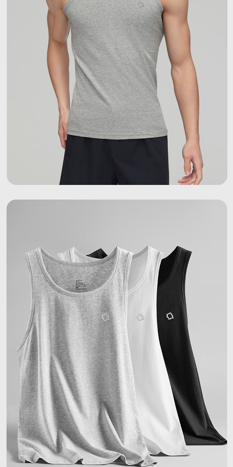 HLA 【Zui Huxi-Air7】Men's Sleeveless Cotton Vest 95% Cotton Basic Thin Undershirt 5