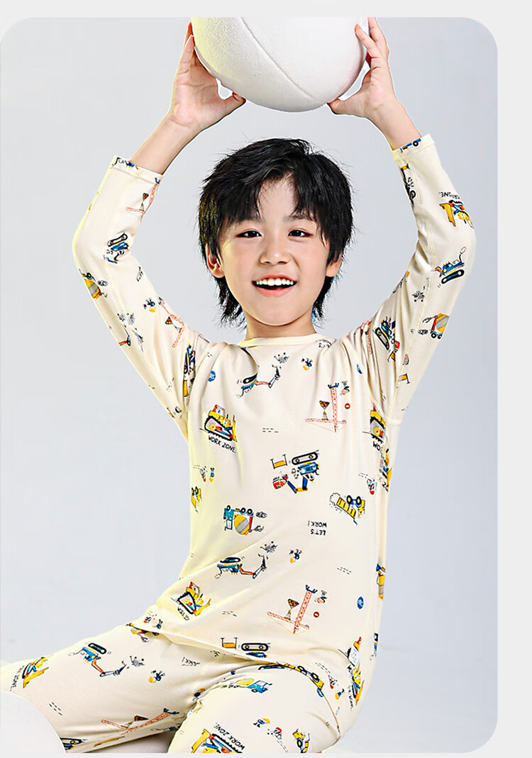 YUZHAOLIN Children's Thermal Underwear Set, Boys And Girls Cotton Pajamas Base Layer Autumn Clothes And Pants Set, Deer Pattern, Size 150 17