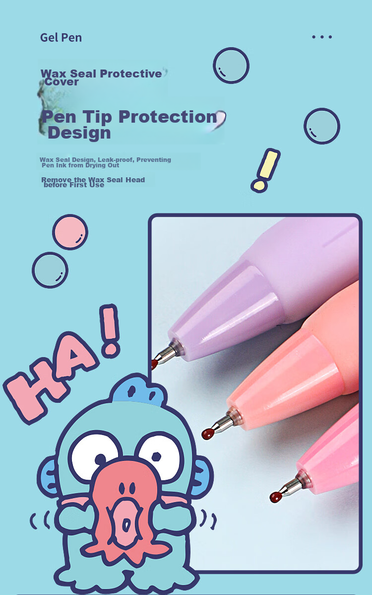 GuangBo Blind Box Pen, Retractable Gel Pen, 1 Piece, Sanrio Mermaid Hattori Official Collaboration Signature Pen, 0.5mm Black Pen with ST Tip, Exam Pen, Aesthetically Pleasing Stationery Gift, KT82135 4