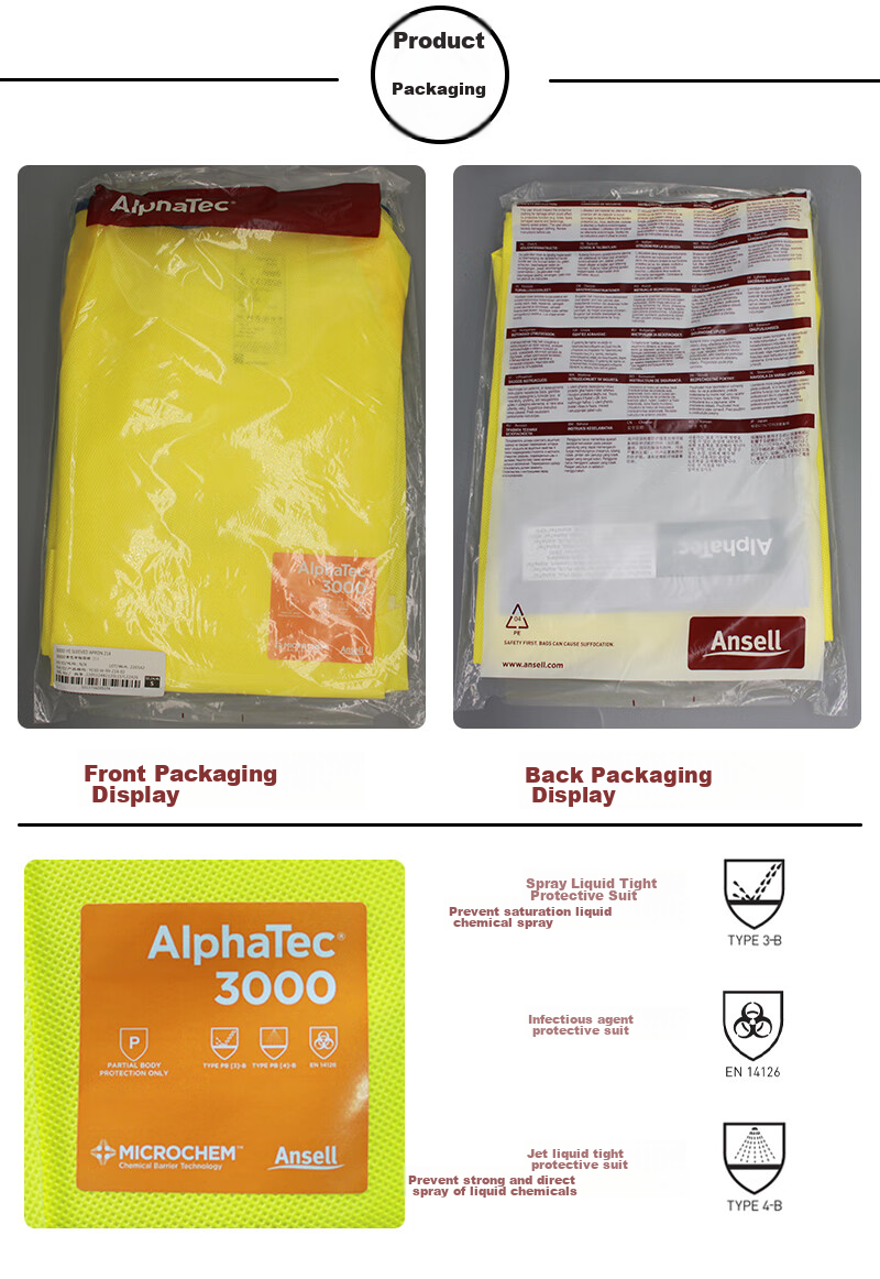 ALPHATEC Long Sleeve Laboratory Apron Reversible Chemical Resistant Apron Breathable Acid and Alkali Resistant Waterproof Long Work Apron 3000 Chemical Protection Robe Size M 4