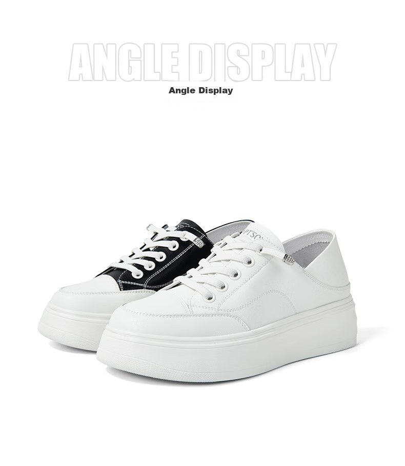 PT'SON Thick-Soled White Sneakers for Women, Spring Thin Lightweight Breathable Height-Increasing Fashionable Versatile Casual Skateboard Shoes, White, Size 36 12