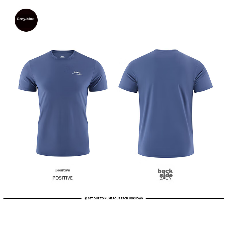 JEEP Men's Short-Sleeve T-Shirt, Outdoor Sports Breathable Quick-Dry Tee, Moisture-Wicking Short-Sleeve Top for Men, 565 Gray Blue L 36