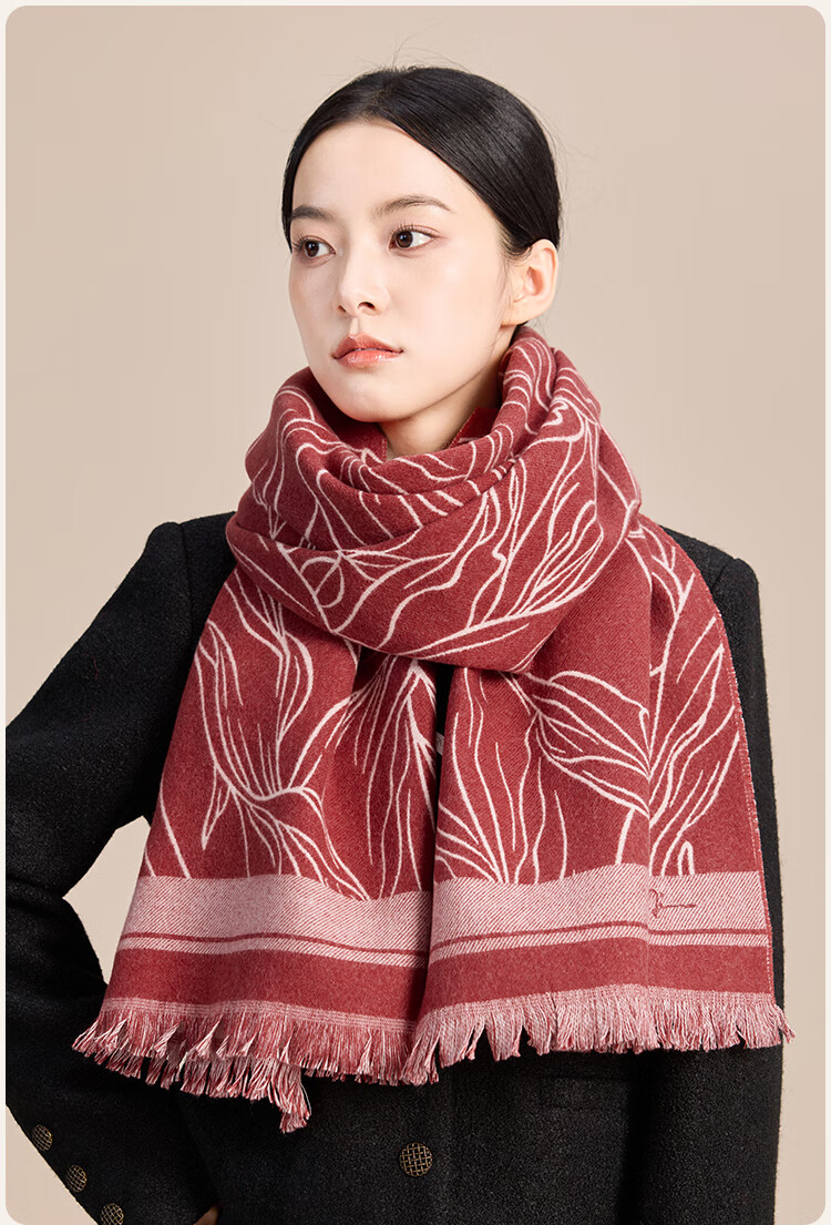 JIUMU Pure Wool Scarf for Women, Autumn And Winter Warm Shawl, Gift for Girls Or Mothers, Christmas Birthday Present, Gift Box Packaging 13