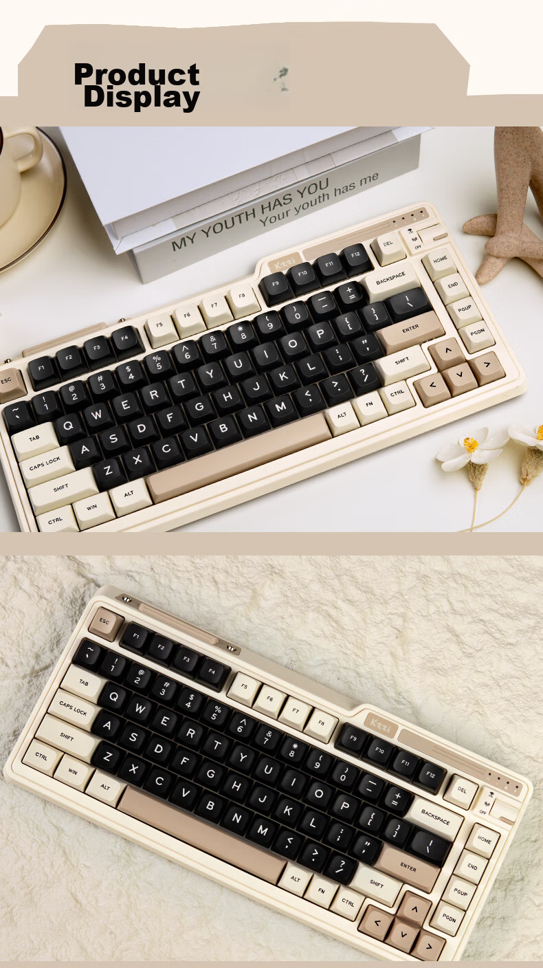 KZZI K75V2 Tri-Mode Custom Mechanical Keyboard Wireless Bluetooth Wired Gaming Office 82-Key RGB PBT Keycaps Gasket Mount Time Machine Peach Pink Switches 12