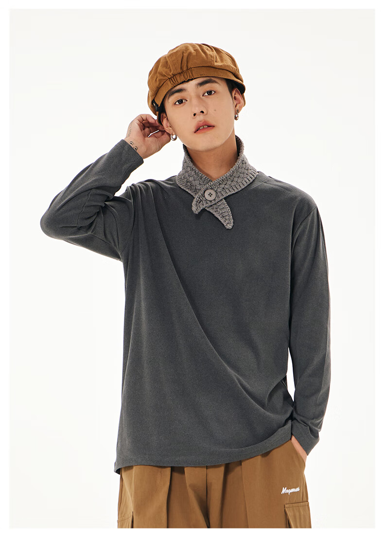 JEANSWEST LIFE Men's Long Sleeve T-Shirt Winter Thick Warm Fleece-Lined Crew Neck Thermal Shirt 6
