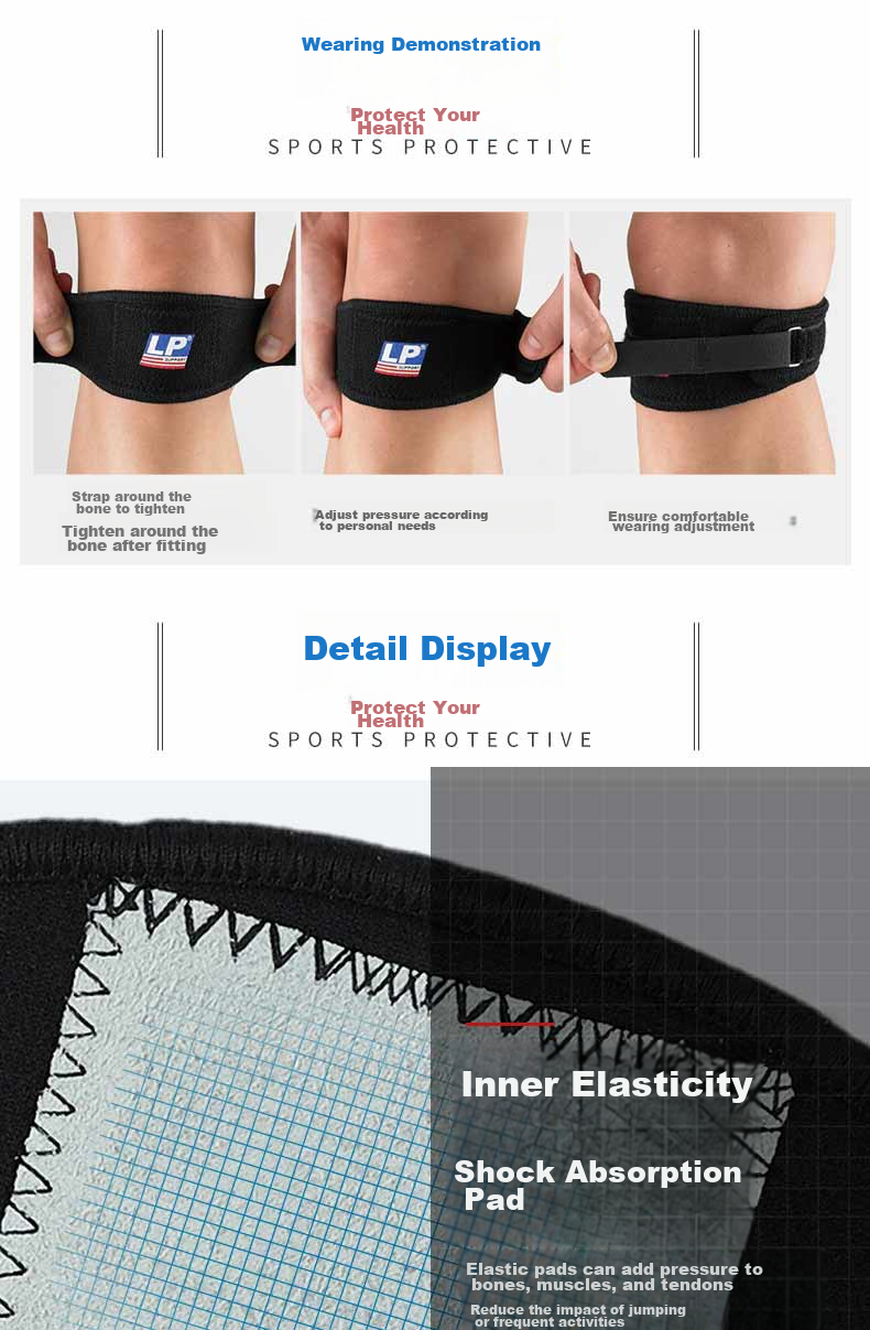 LP 769 Wide Pad Professional Sports Patellar Strap Knee Brace, Patella Stabilizer Compression Bandage, Comprehensive Protection, One Size Fits All 4