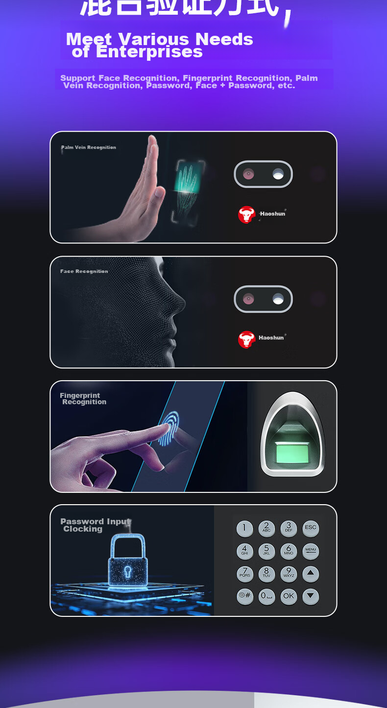 Haoshun (Hysoon) Smart Cloud Attendance Machine, Time Clock with Facial Recognition And Fingerprint, Wi-Fi Connected Attendance Machine, Remote Online Management, C39TW-BS 20