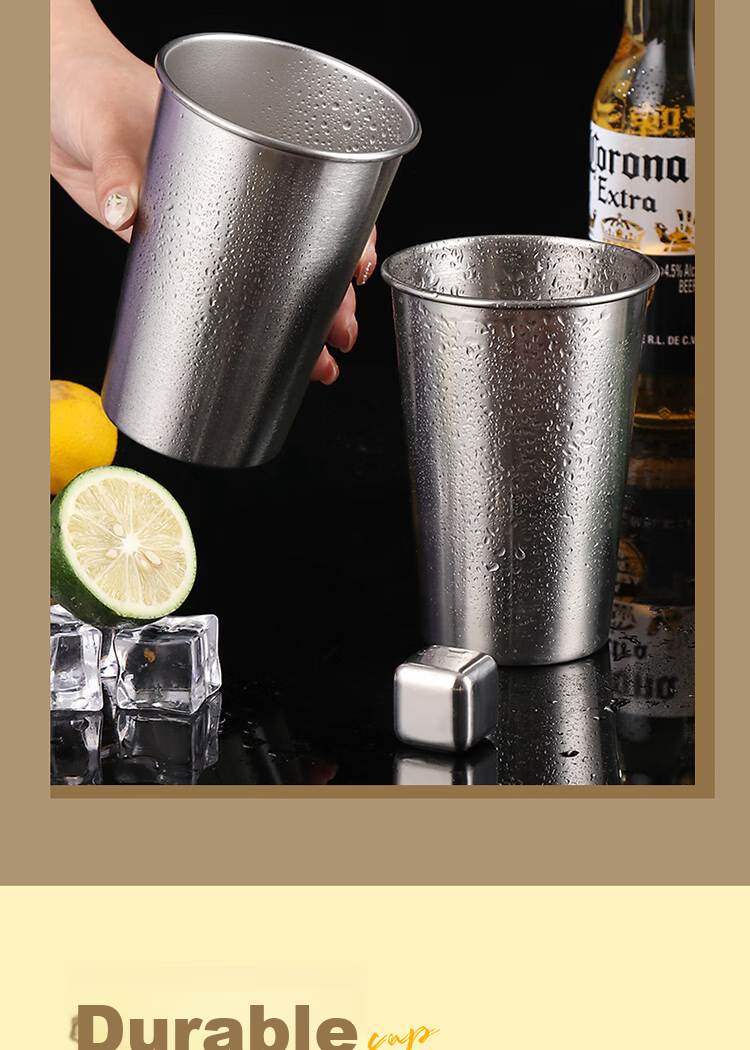 BJ 304 Double-Layer Cup, Stainless Steel Step Cup, Korean-Style Beer Mug, Coffee Cup, Stainless Steel Water Cup, 260ml Single Piece 6