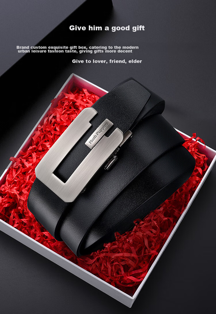 Hush Puppies Genuine Leather Belt for Men with Automatic Buckle, Business Style Waistband Gift Box Set, Birthday Present for Boyfriend Or Father 8