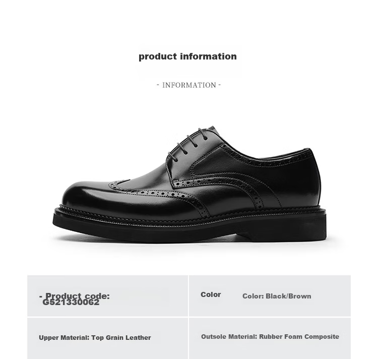 Goldlion Men's Formal Leather Shoes, Autumn Carved Groom Wedding Shoes, Comfortable Brogue Shoes, G521330062CCA, Brown, Size 40 25