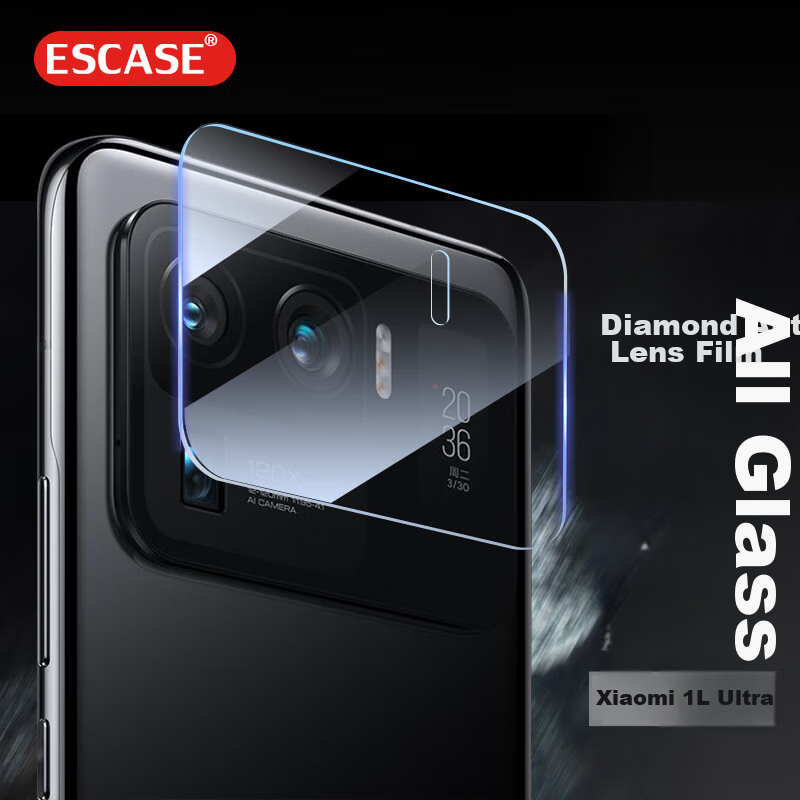 ESCASE Xiaomi 11 Ultra Phone Camera Lens Protector, Flexible Curved Edge Tempered Glass Film for Camera Protection, Anti-Scratch, High Definition Clear Anti-Drop