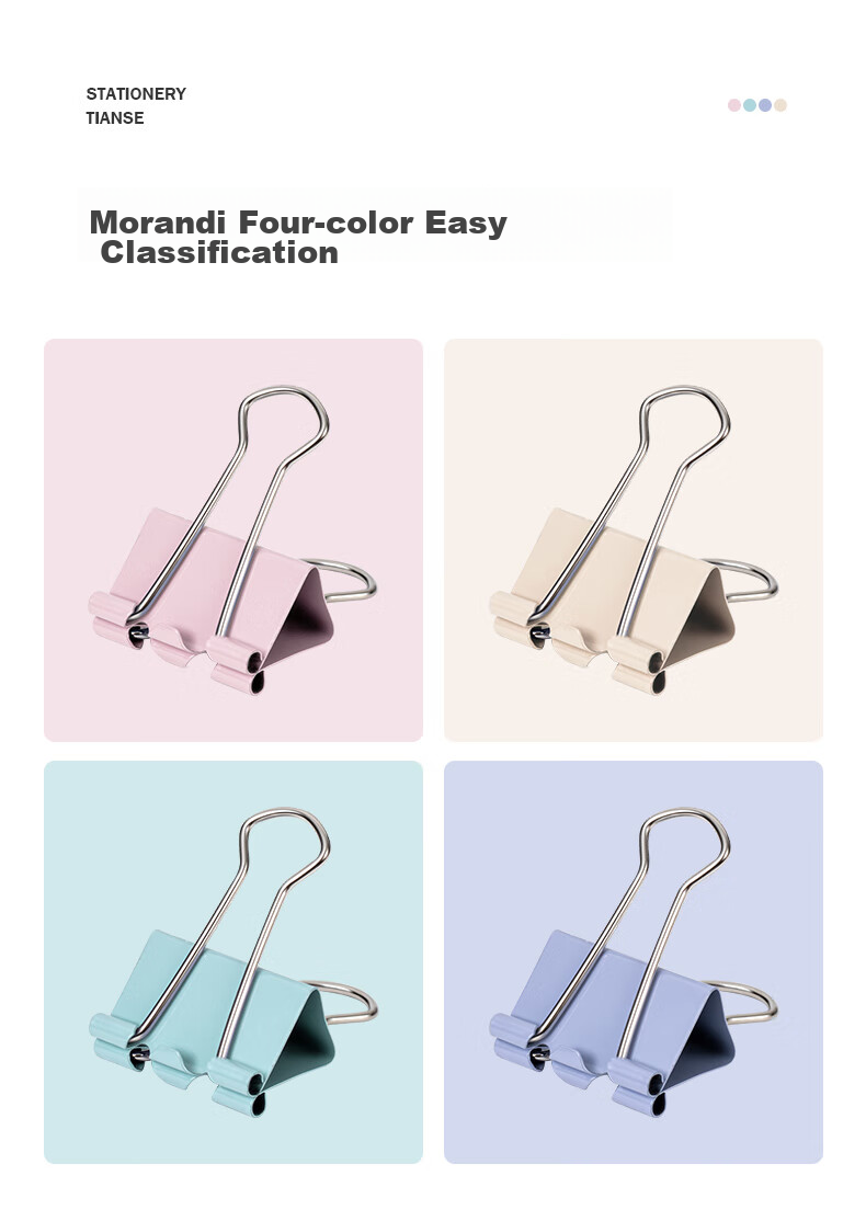 TIANSE 3c Digital All-Net Low Price, 40 Pieces of 19mm Morandi Long Tail Clips And Binder Clips, Colorful Long Tail Clips And Document Clips, Small Phoenix Tail Clips, Office Supplies, TS-12119 2