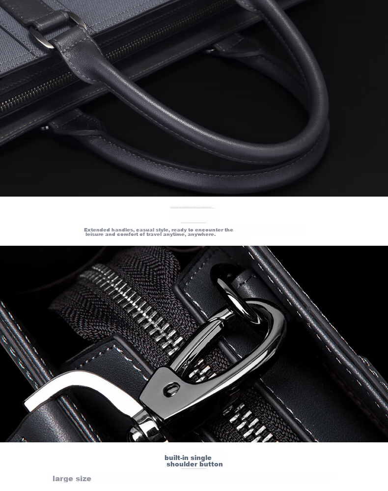 BVP Business Casual Briefcase for Men, Horizontal Style Handbag, Simple Laptop Bag, Cowhide Business Document Bag for Me 34