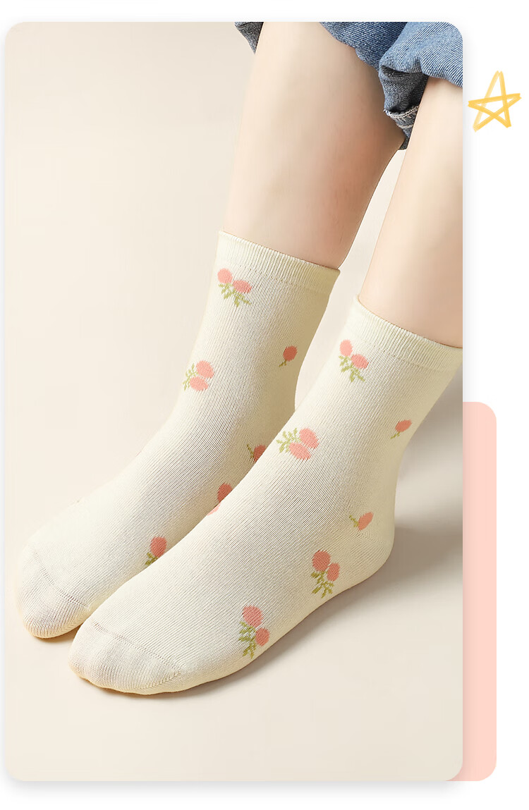 Bingxuemumian Children's Socks, Girls' Mid-Calf Socks for Autumn And Winter, 6 Pairs of Seamless Cotton Socks, Spring And Autumn Short Socks with Lace Trim for Small to Big Kids And Students 19