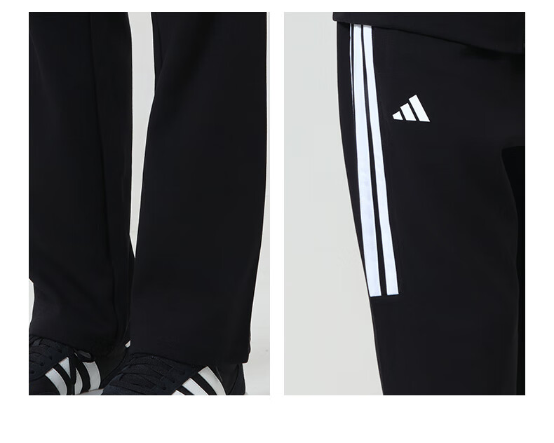 Adidas Men's Skin-friendly Breathable Straight-leg Sports Pants Loose Fit Casual Sweatpants Black White L 6
