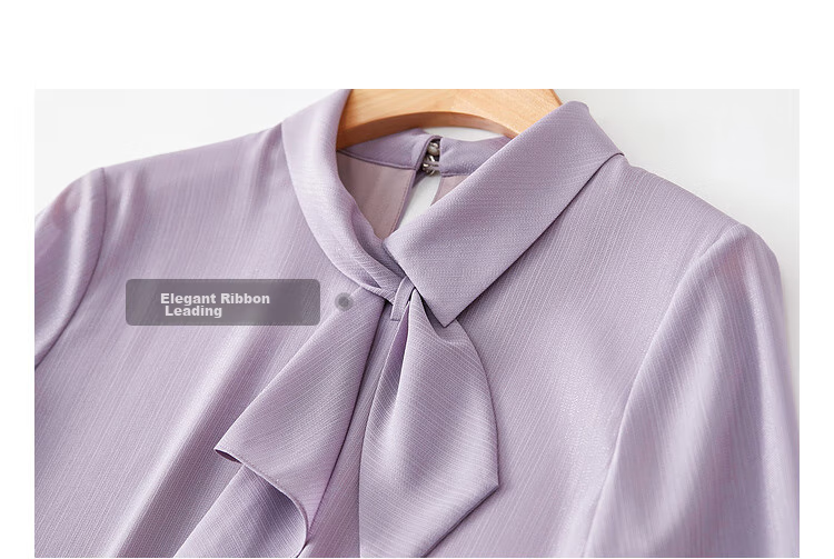 Sentubila Elegant Ribbon Blouse for Women, Spring Women's Wear, Light And Fashionable Long-Sleeve Chiffon Blouse, Versatile Commuter Top 42