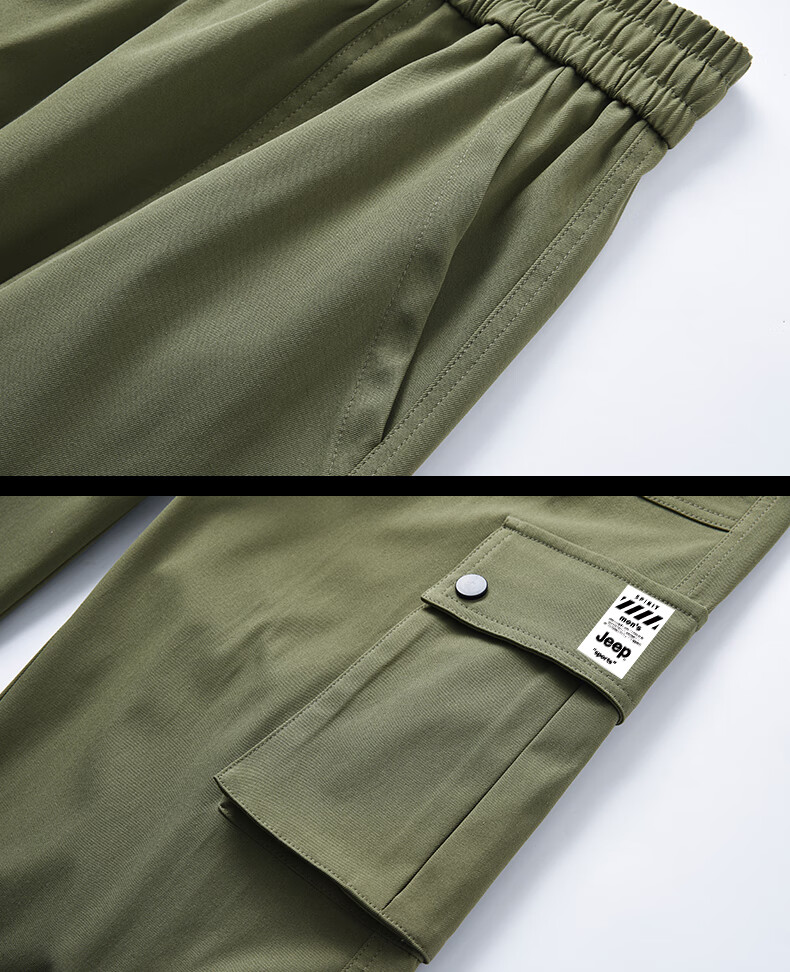JEEP SPIRIT Men's Cargo Pants, Spring And Autumn Tapered Trousers, Classic Trendy Sweatpants, Loose Casual Pants, Black, Size L 9
