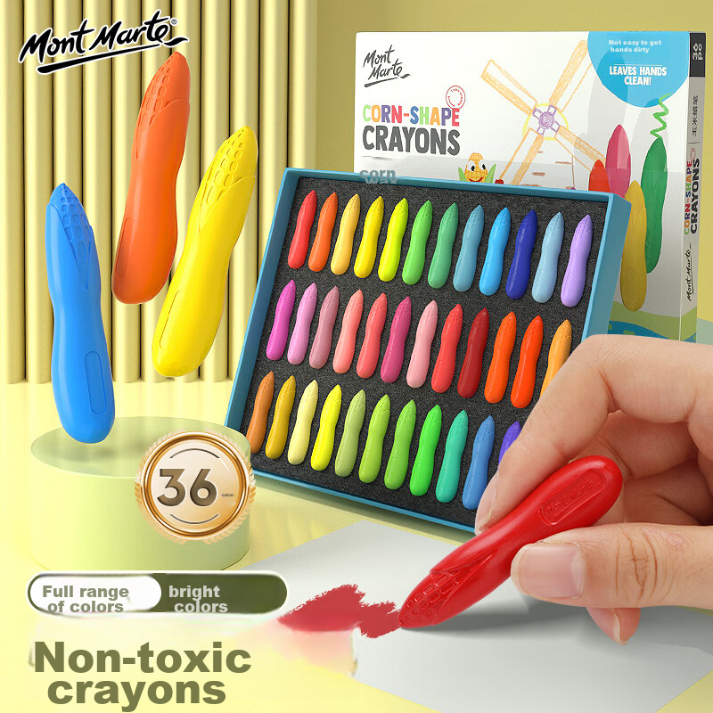 Mont Marte (MontMarte) Non-To Crayons, 36 Colors, Children's Coloring Crayons, Drawing Oil Pastels, Washable Colored Pencils Set, Art Education Tools