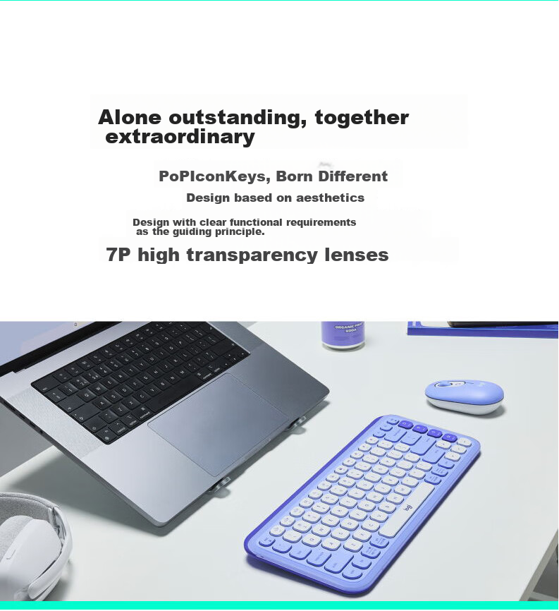 Logitech POP ICON COMBO Wireless Keyboard And Mouse Combo Set with Dual-Mode Connection, Customizable Buttons, Three-Device Pairing, Pink 2