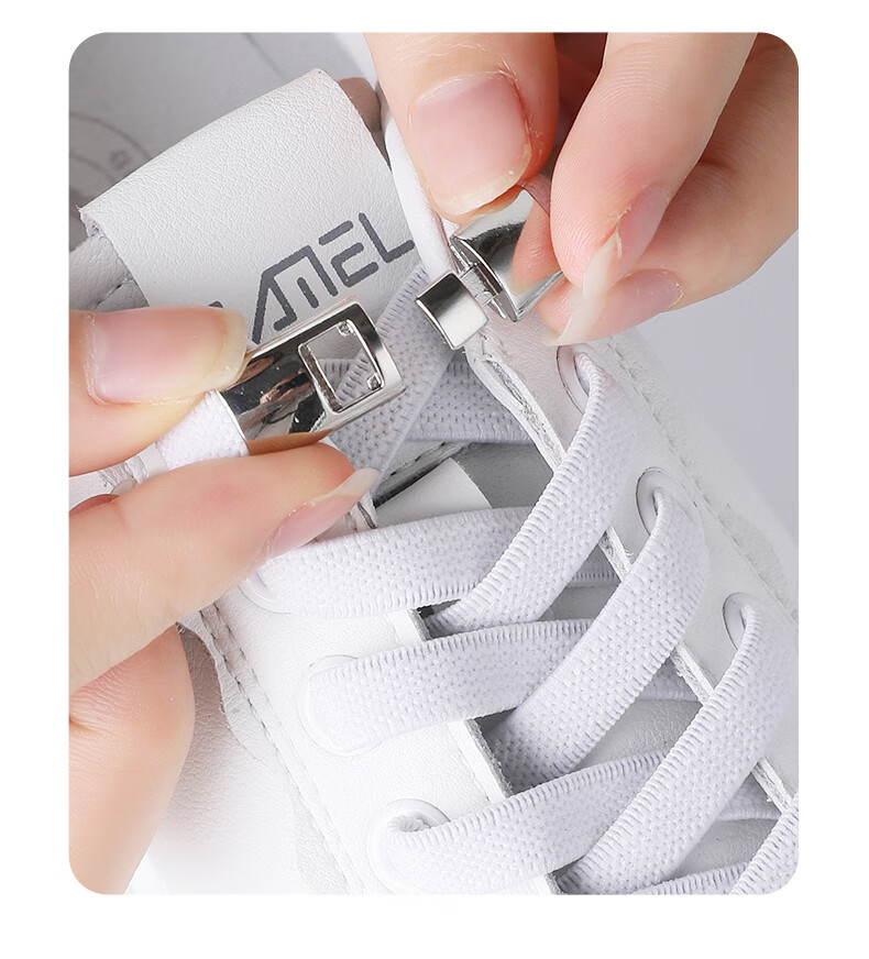 FOOTOPPO Lazy Slip-On Shoes, No-Tie Buckle Shoes, Women's White Sneakers, Skateboard Shoes, Adult No-Binding Shoe Laces for Me 5