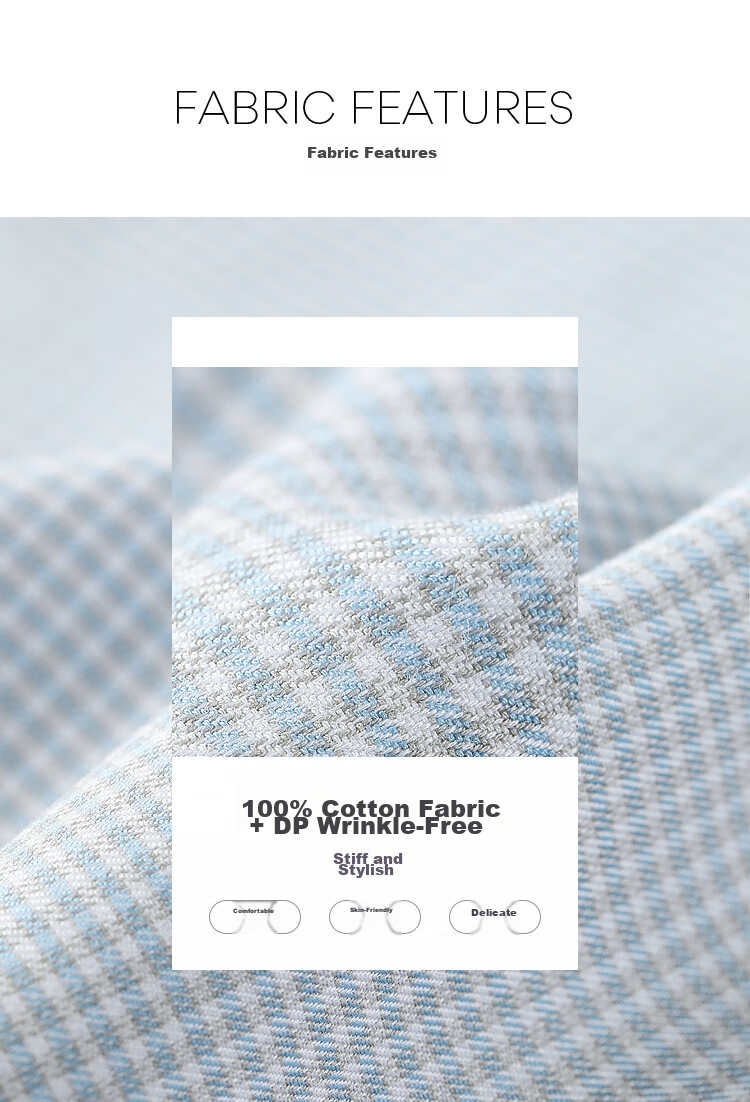 YOUNGOR Men's Shirt, Autumn Business Casual Long-Sleeve Shirt for Young Men, Blue Plaid, Size 38 3